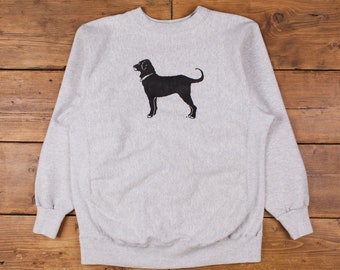 Vintage 90er Jahre The Black Dog Grafik Sweatshirt XL 90er Jahre USA Made Hunde schwergewichtigen Herren