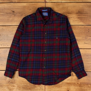 Lobo By Pendleton Flannel Shirt M Homme Coton Laine Poche À Carreaux Rouge Fabriqué Aux États-Unis