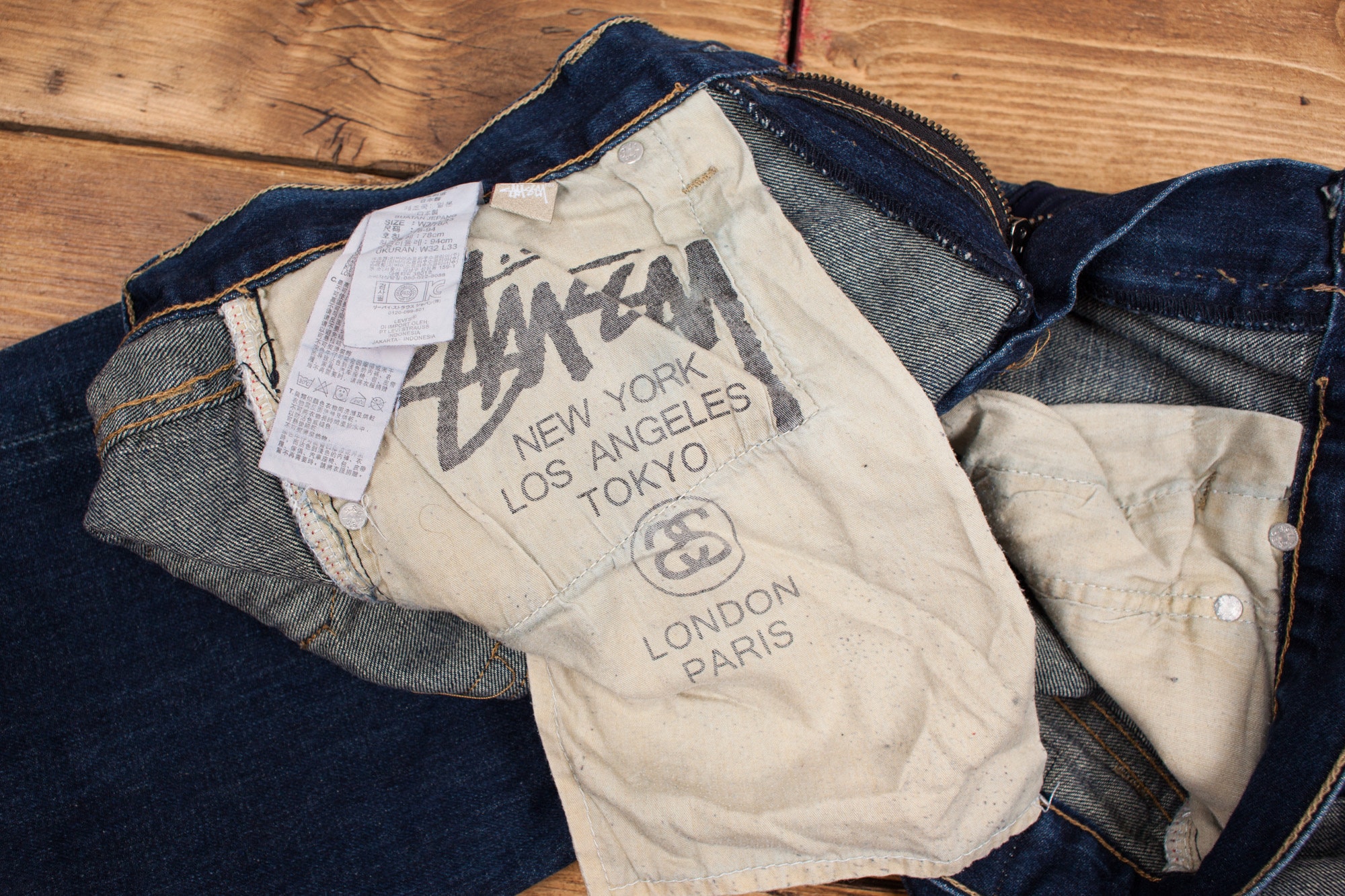Vintage Levis Stussy Jeans 32 X 32 Blue Distressed SS505 Selvedge