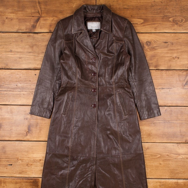 Vintage Wilsons Leather Jacket S Trench Overcoat Brown Womens Button