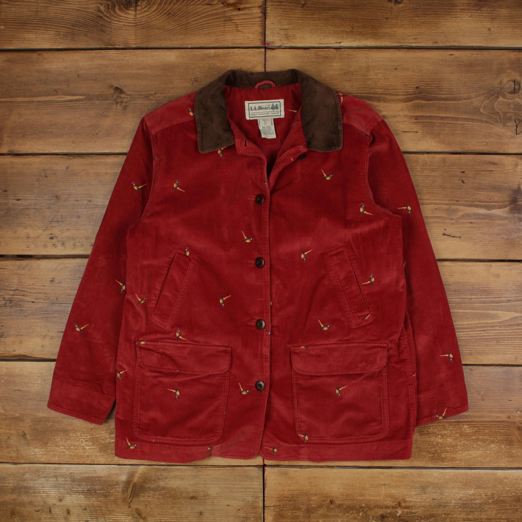 Vintage L.L.Bean Workwear Jacket XL Barn Chore Cord Pheasant Corduroy Red