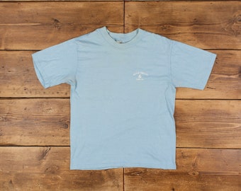 Vintage Single Stitch T Shirt Graphic XL 80s USA Made Four Seasons 50/50 Blue