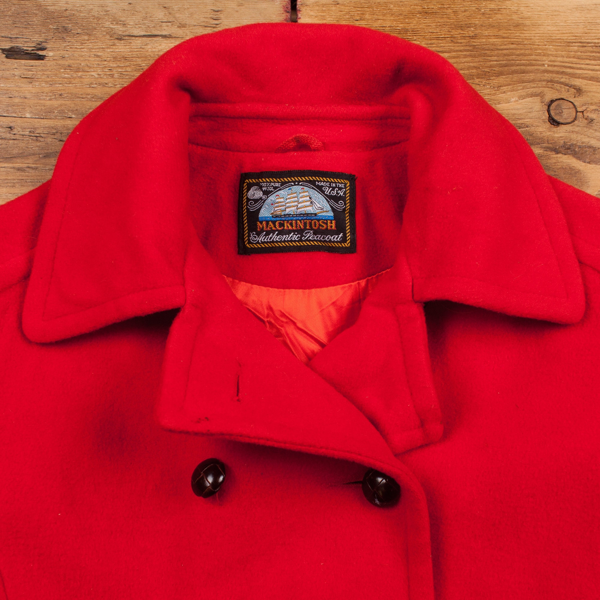 Vintage Mackintosh Wool Coat M 80s Double Breasted Pea Coat