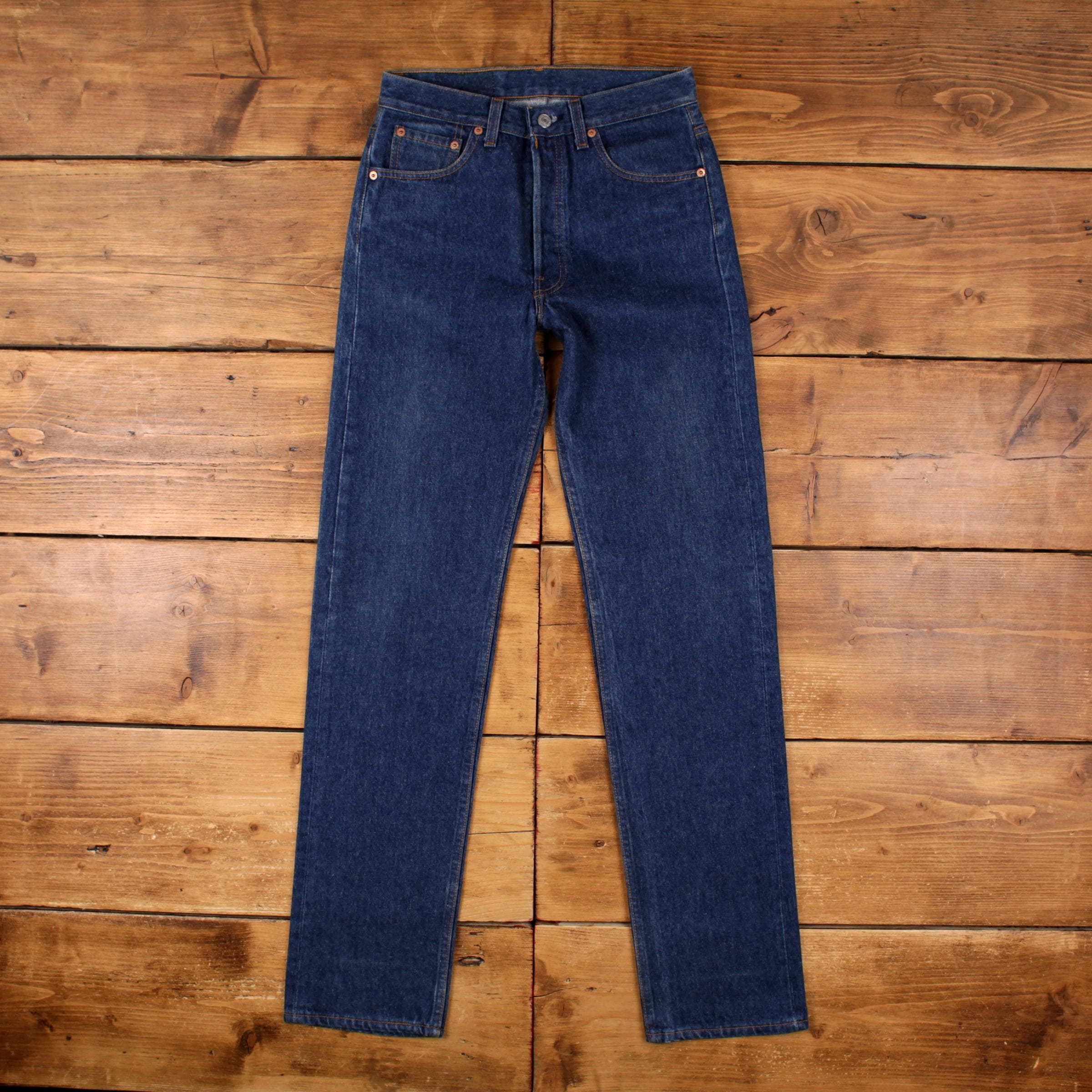 Vintage Levis 501 Jeans 28 X 34 USA Made 90s Dark Wash Straight