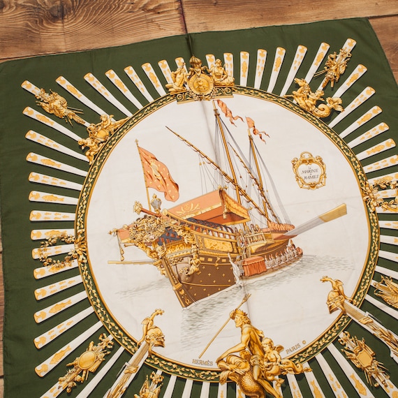 Vintage Hermes Silk Scarf Carre La Marine a Rames Ledoux Rybal