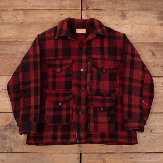 Mens Vintage 40s CC Filson Red Plaid Mackinaw Wool
