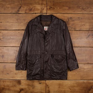 vintage The Leather Shop Veste en cuir M Blazer années 70 Thinsulate marron