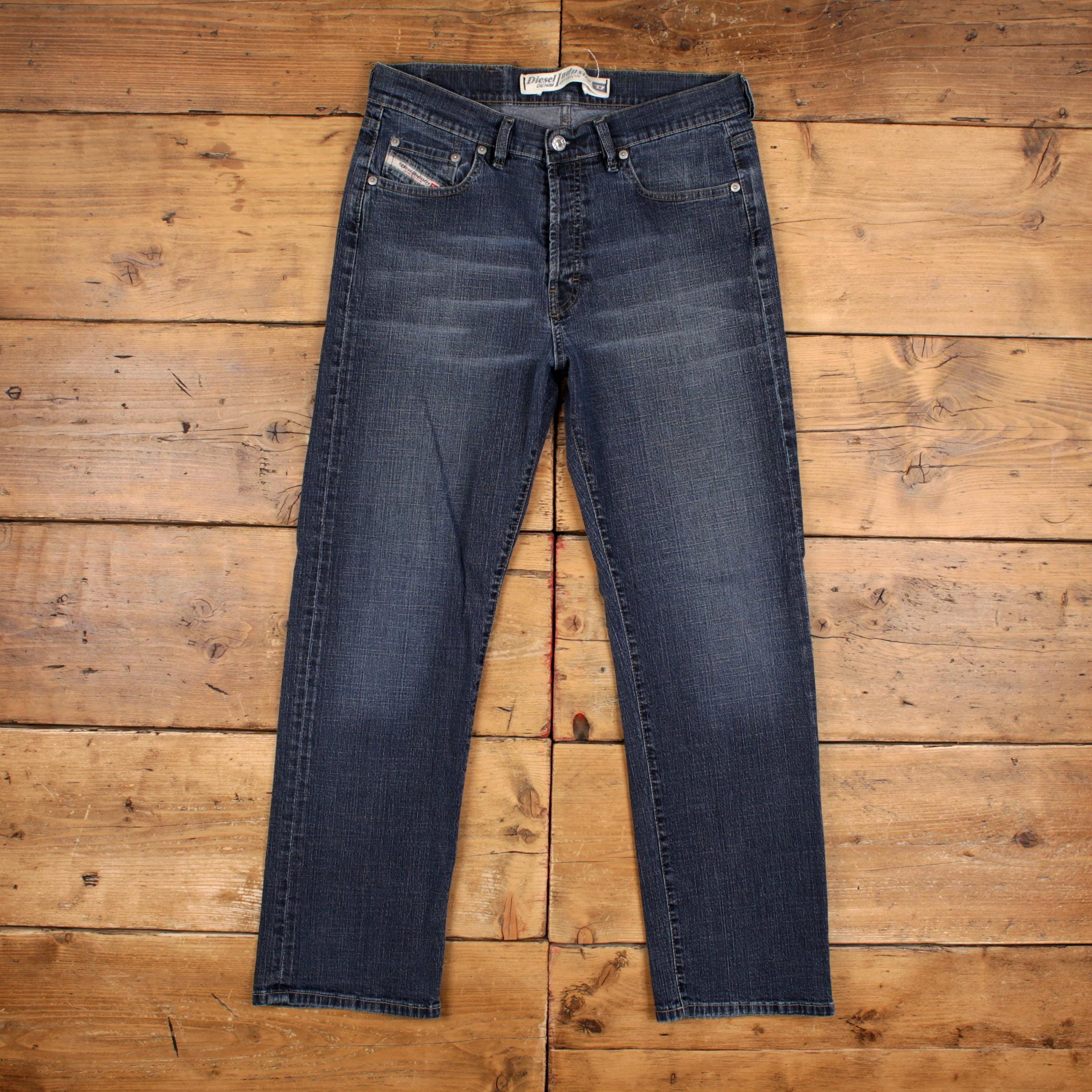 Diesel RR55 Jeans 32x28 Blue 00s Dark Stonewash Straight Italy