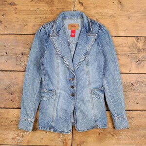 Mossimo Denim Blazer Jacke S Damen Y2K 00s Faded Blau Casual Basic