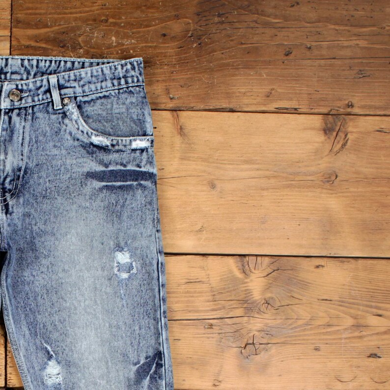 True Religion Y2k Jeans 34x32 Blue Straight Faded Distressed Acid Wash Denim image 7