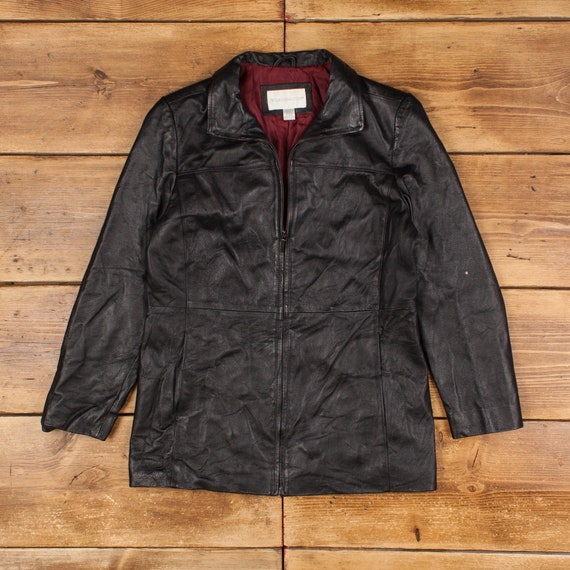Vintage Worthington Leather Jacket M Petite Coat Black