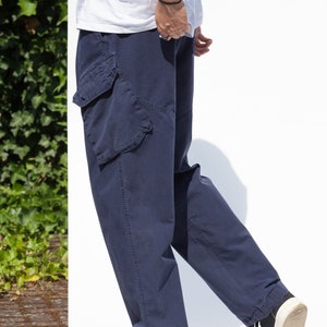 Pantalon militaire de combat de travail bleu marine de l'armée britannique vintage, pantalon large Toutes les tailles image 9
