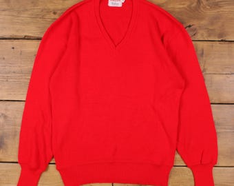 Jersey vintage ORLON by Campus, talla 42 para hombre, años 60, acrílico, cuello en V, punto rojo.