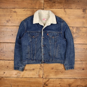 Vintage Levi&#39;s Jeansjacke XL 80er Jahre Sherpa Lined Trucker Blau