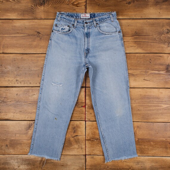 Vintage Levis 540 Jeans 30 x 26 90s Raw Hem Stonewash Straight