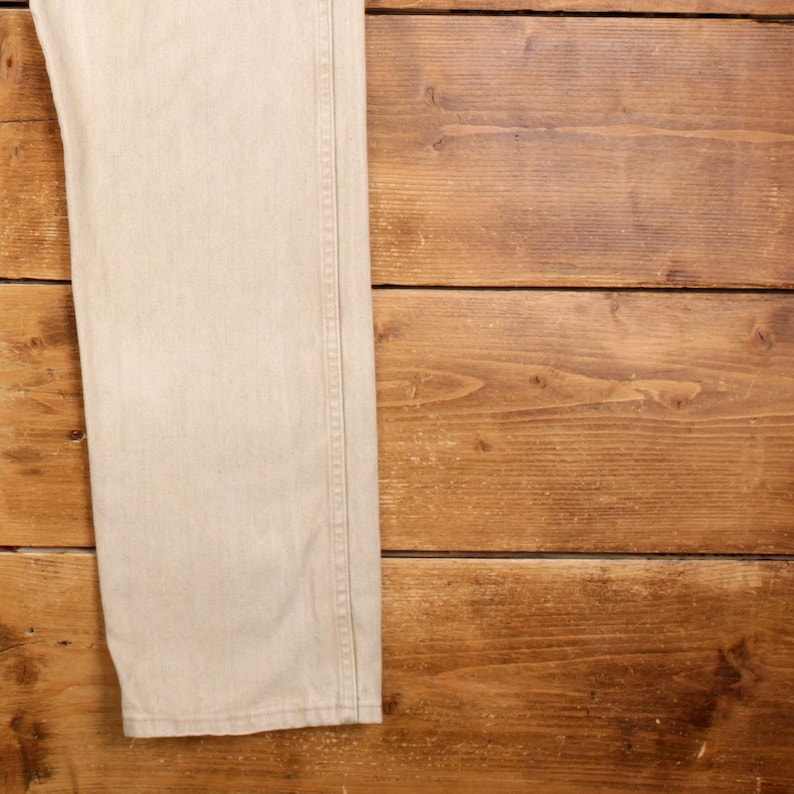 Vintage Wrangler Straight Jeans 38x34 90s Beige Zip Fly Mid Rise Denim Bild 9