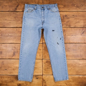 Vintage Levis 505 Jeans 36 x 32 90s Stonewash Straight Blue Orange Tab Denim