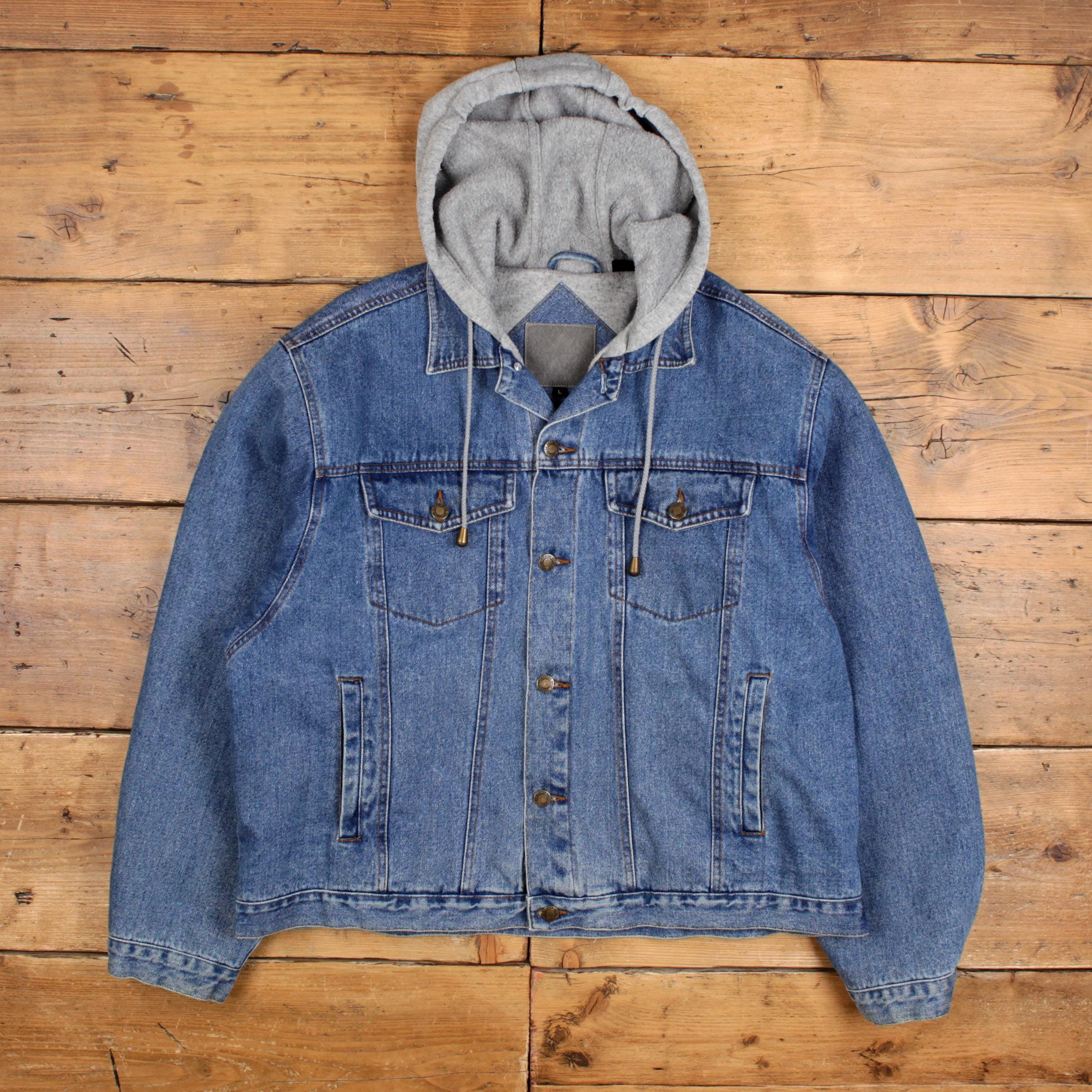 Canyon Guide Outfitters Denim Jacket L Mens Blue Harris Hooded
