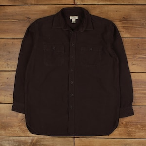 Vintage L.L.Bean Chamois Shirt Button L Tall Mens Long Sleeve Brown Solid