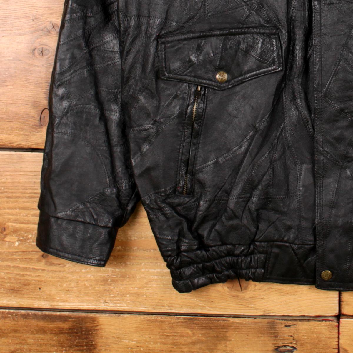 Vintage Leather Works Leather Jacket XL Patchwork Bomber Black - Etsy