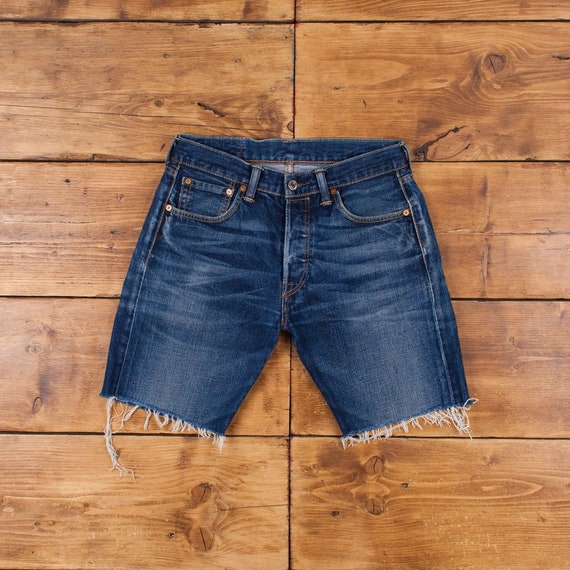 Vintage Levi s pantalones cortos de mezclilla 29 Levis 501 Raw Hem Dark Wash Bermuda Azul Etsy Espana