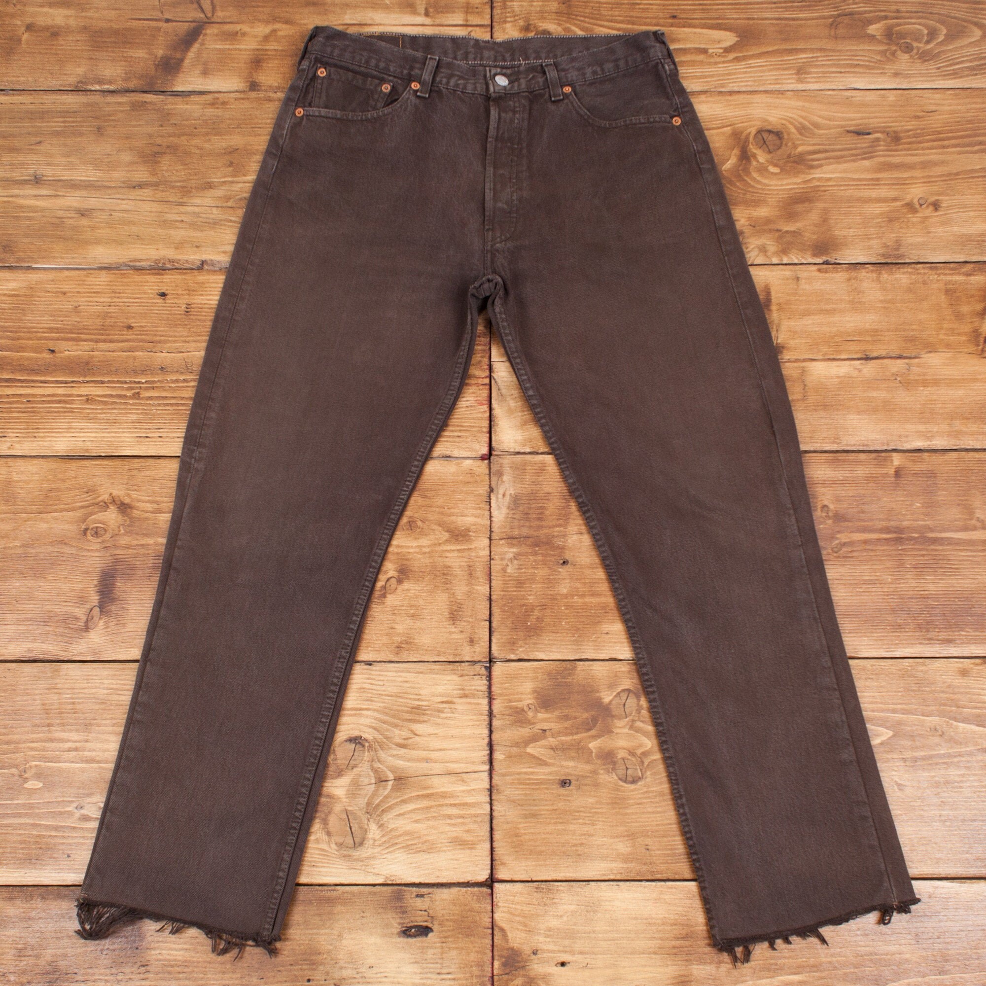 monogram workwear denim pants brown