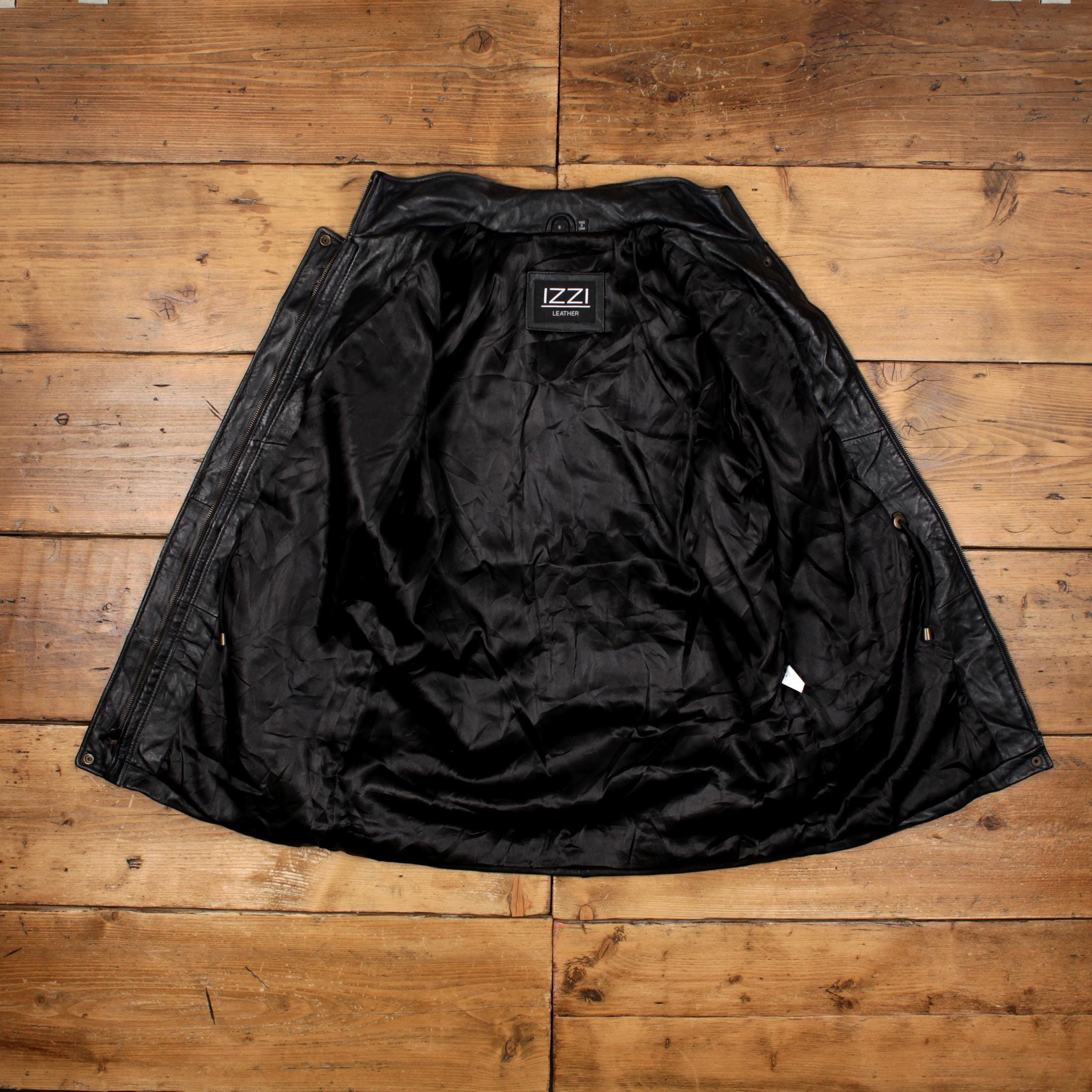Vintage Izzi Leather Jacket S 90s Short Trench Black Womens - Etsy
