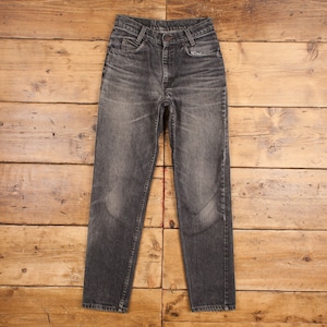 Vintage Levis 505 Jeans 28 x 31 USA Made 90s Dark Wash Tapered Grey Orange Tab
