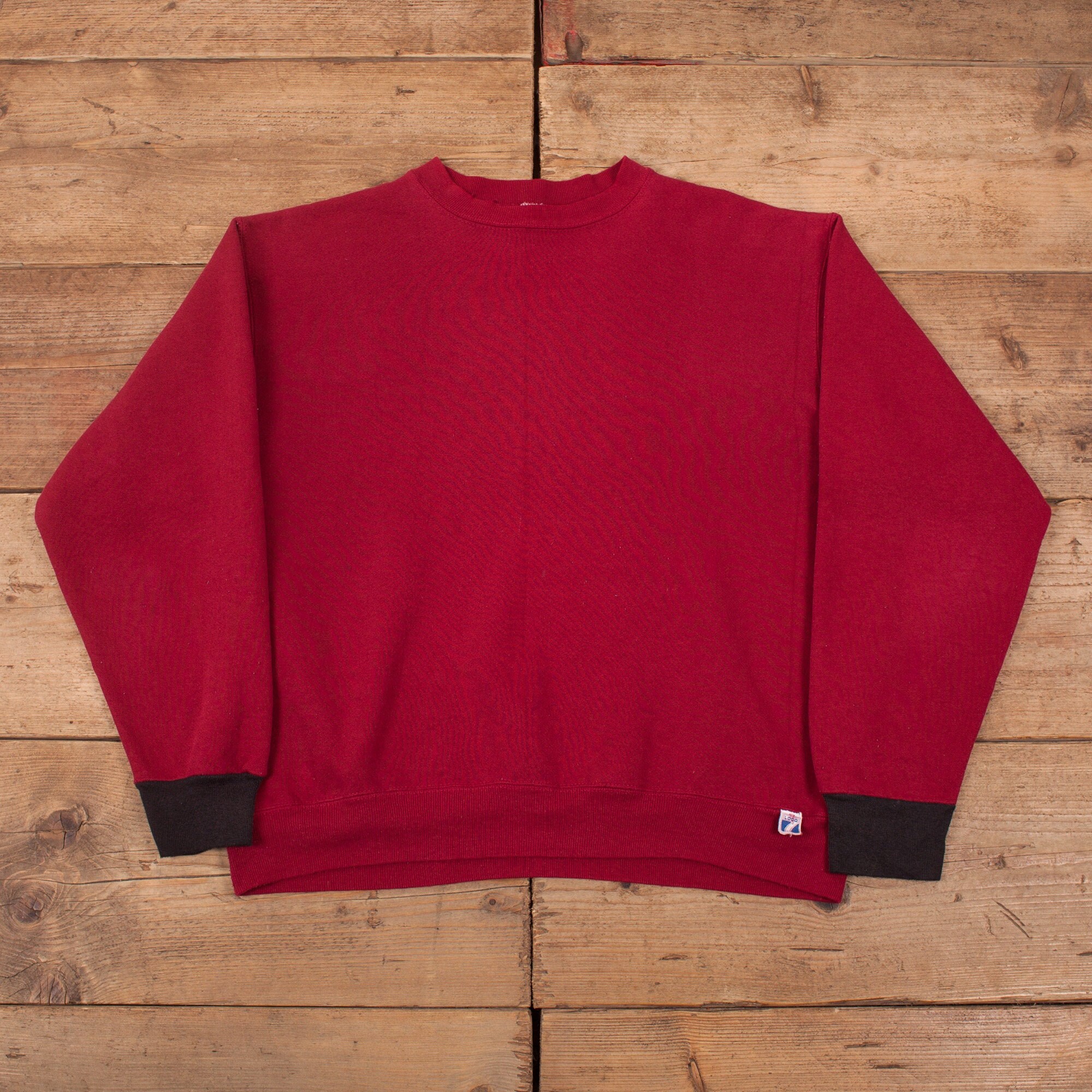 Image of Mens Vintage 90S Logo 7 Red Crew Neck Sweatshirt Usa Made Large 44" R18273
