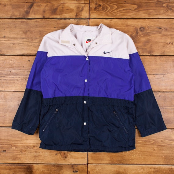 Buy Vintage Nike Windbreaker Jacket M 90s Coach Colour Block Blue 