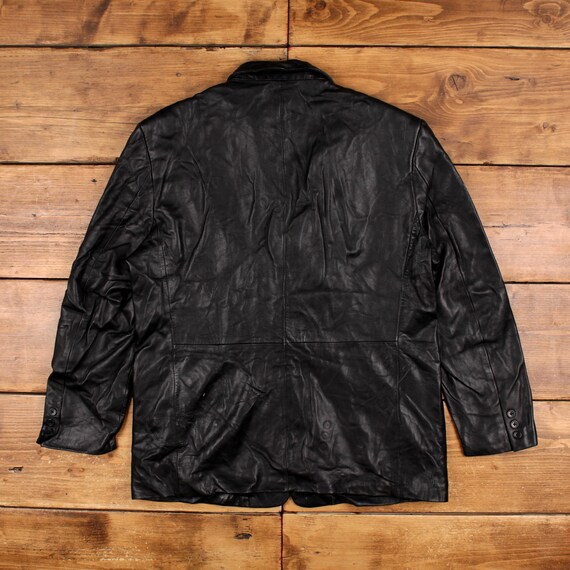 Vintage South Wind Leather Jacket L 90s Black - Etsy