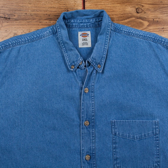 Vintage Dickies Workwear Shirt Button 2XL Denim M… - image 4