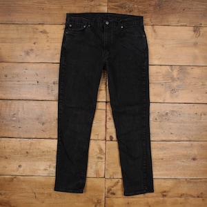 Levis 511 Jeans 36x29 Mens Black Slim Tapered Faded Zip Red Tab Denim