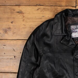 Vintage Whispering Smith Leather Jacket L Car Coat Lined Black image 5
