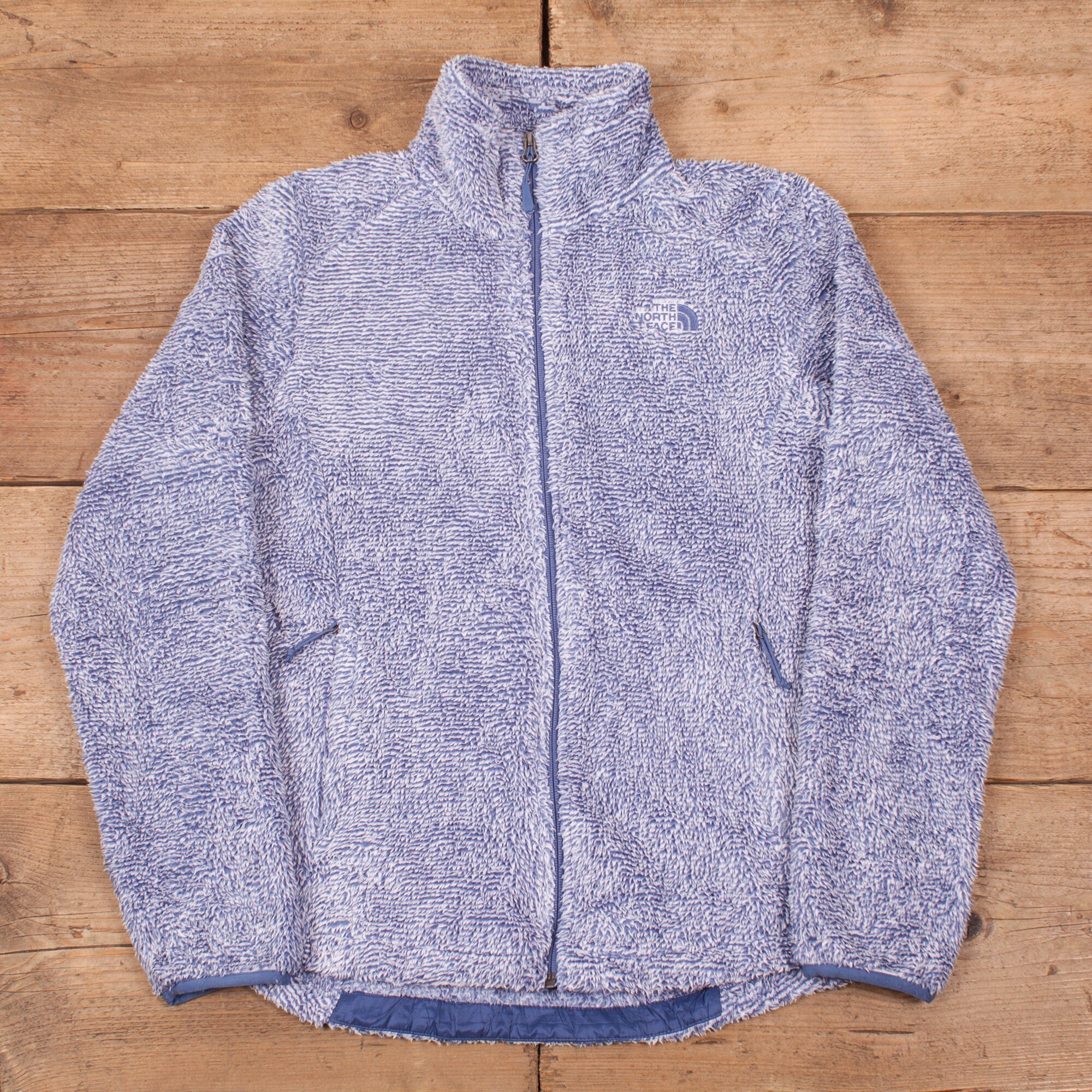 Image of Womens North Face Blue Speckled Deep Pile Outdoor Fleece Jacket M - R