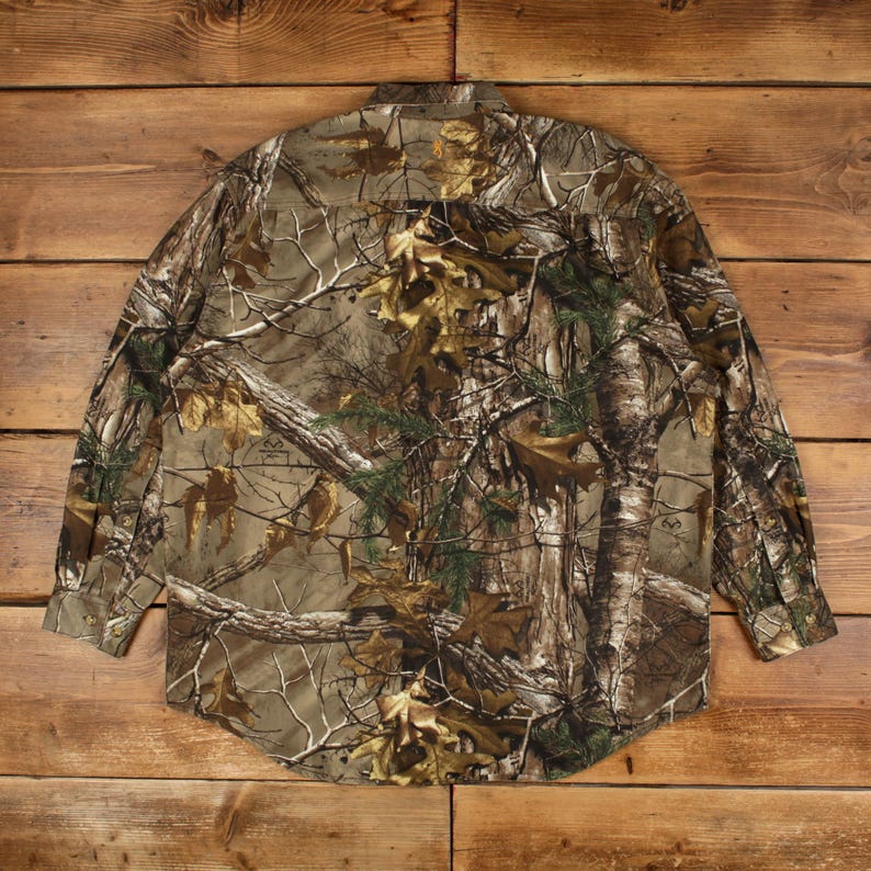 Browning Shirt XL Herren Knopf Baumwollmischung Camouflage Jagd Braun Bild 2
