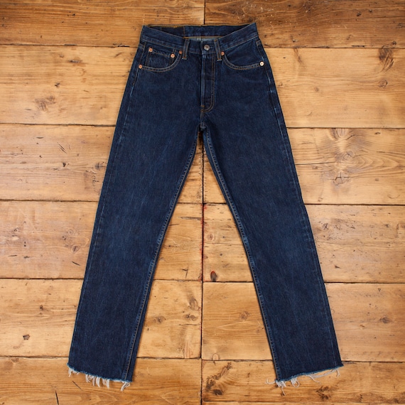 Vintage Levis 501 Jeans 26 X 31 90s Raw Hem Dark Wash Straight Blue Red Tab  -  Canada