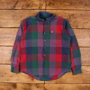 Vintage Knights of Round Table Check Shirt Button XL 90s Mens Long Sleeve