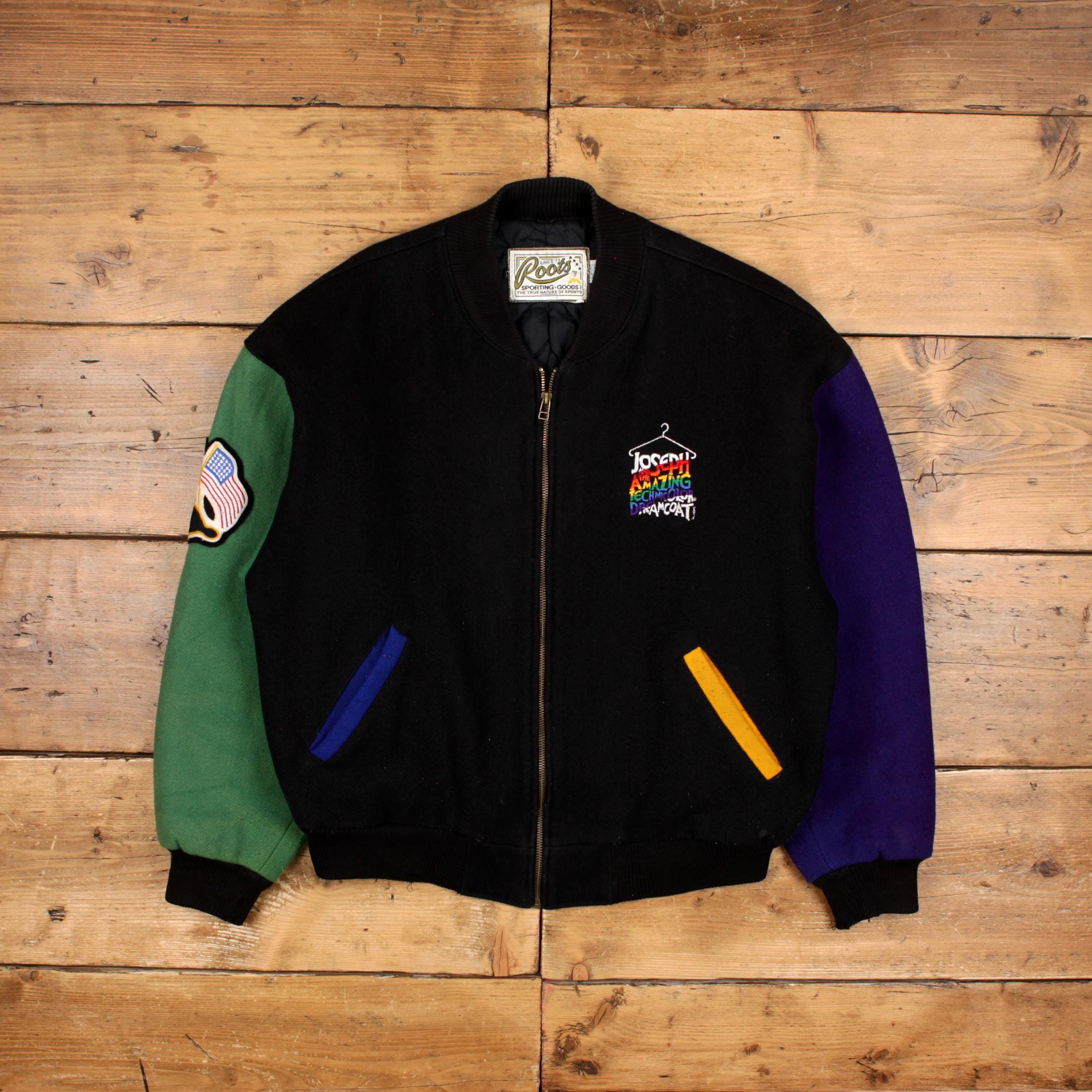 Vintage Roots Varsity Jacket XL Bomber Black - Etsy