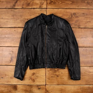 Vintage Rolfs American Classic Leather Jacket M 80s Bomber Blue