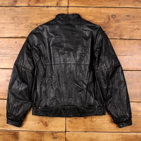 First Gear by Hein Gericke Leather Jacket XL Mens 00s Black Bomber