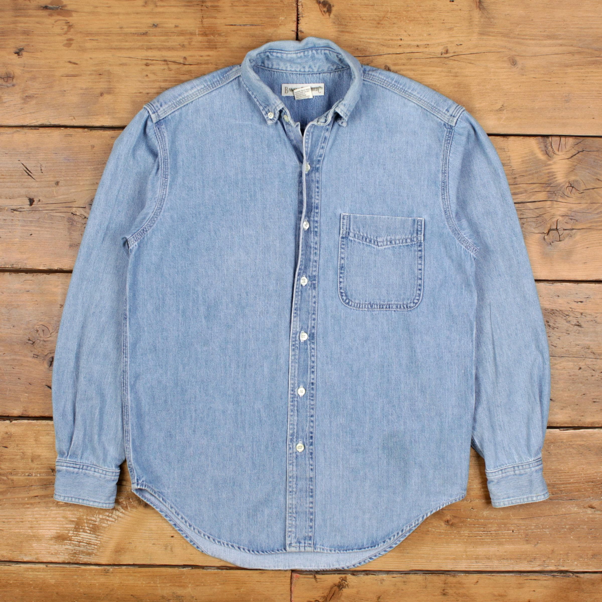 90s BANANA REPUBLIC デニムシャツ 旧タグ XL相当 A282 80's-90's USA製 BANANA REPUBLIC L/S Denim Shirt XL / バナナ