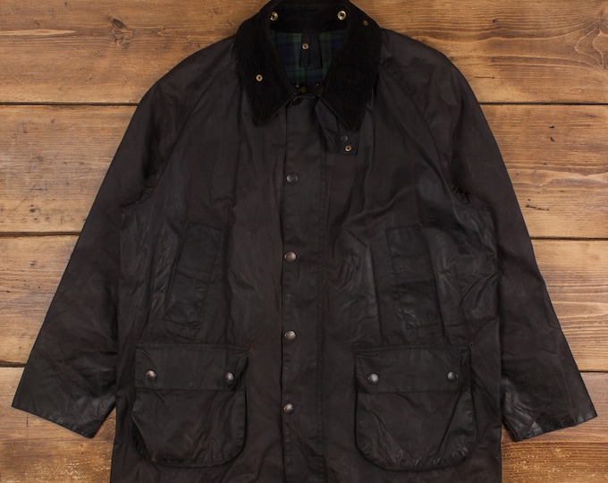 Vintage Barbour Bedale Jacket C44 L 90s Wax Cotton Distressed Hunting Outdoor Etsy
