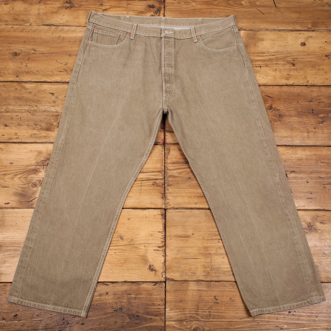 Vintage Levis Levi 501 Khaki Green Straight Leg Denim Jeans 40 | Etsy