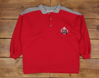 Vintage Northwest Territory Graphic Sweatshirt L Bear Collared Mens Red