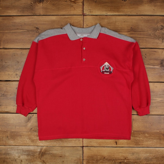 Vintage Northwest Territory Graphic Sweatshirt L Bear Collared Mens Red