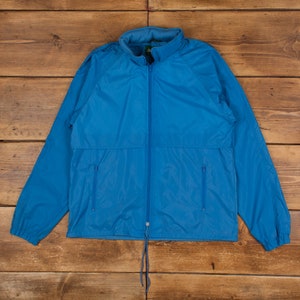 Vintage St John&#39;s Bay Windbreaker Jacket M 80s Raglan Blue Zip