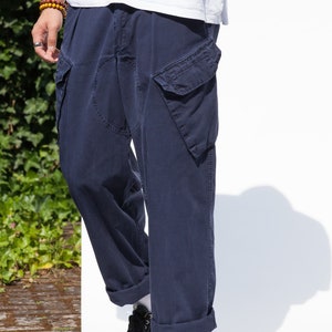 Pantalon militaire de combat de travail bleu marine de l'armée britannique vintage, pantalon large Toutes les tailles image 8