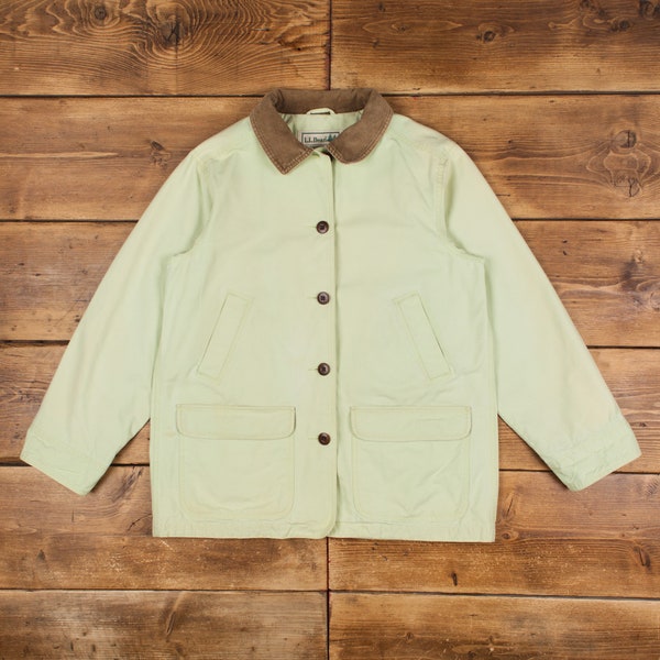 Vintage L.L.Bean Workwear Coat L Barn Coat Green Womens Button