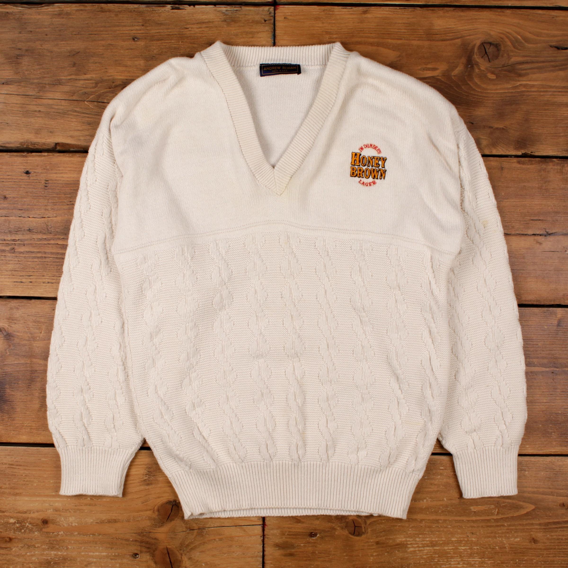 Vintage Andrew Rohan Jumper Sweater L 90s USA Made Cable 